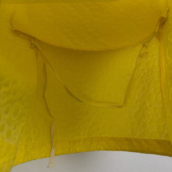 Tish Cox Designer Top Womens XS Yellow Shirt Jacquard Cap Polka Dot Made in USA - Picture 9 of 11